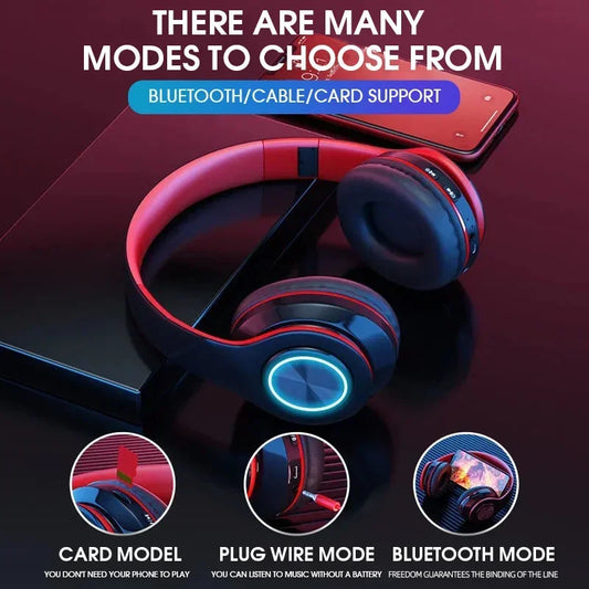 "Cuffie Bluetooth Pieghevoli con Microfono — Supporto TF Card e FM"