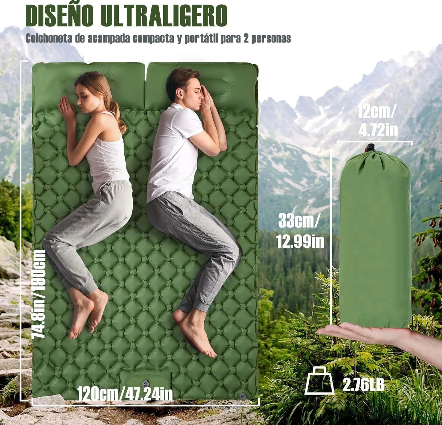 Materasso gonfiabile doppio da campeggio esterno Materassino extra largo Letto pieghevole ultraleggero Tappetino da viaggio per auto