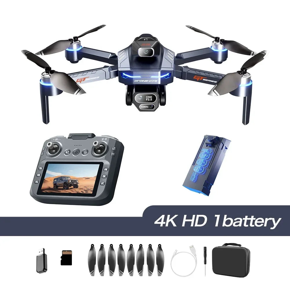 Drone 4K HD GT8 Fotocamera Evitamento Ostacoli Fotografia Aerea Drone Brushless con Schermo Pieghevole RC Drone Quadcopter RTF