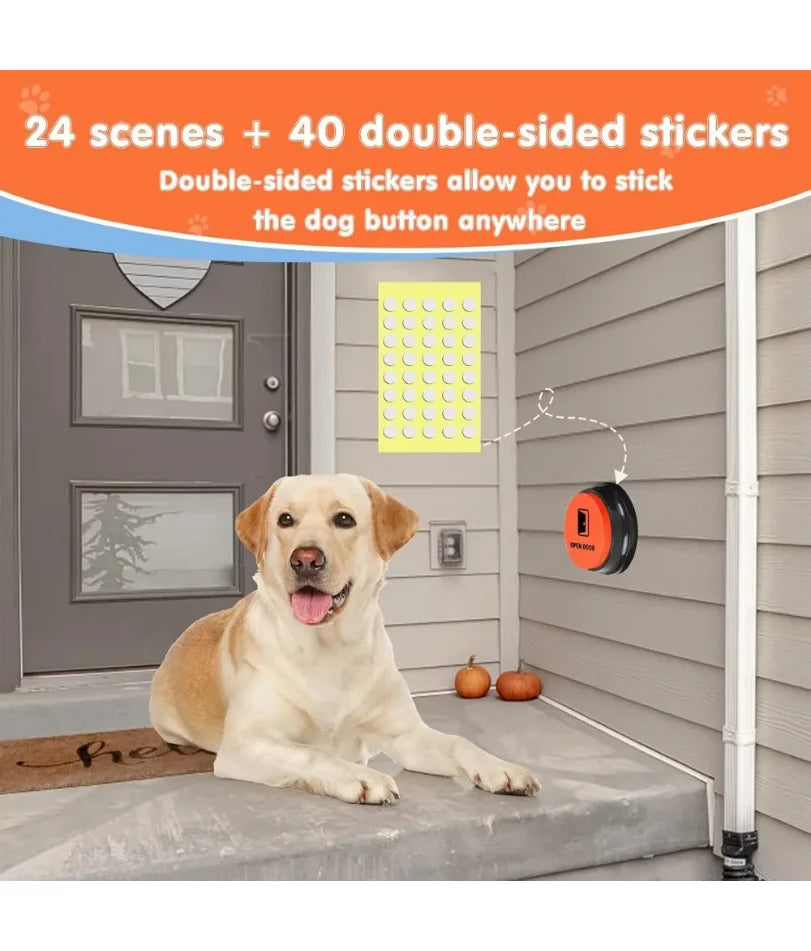 Pulsanti per cani per comunicazione, Pulsanti per parcheggi per cani, 8 pulsanti sonori registrabili + 24 modelli di scena + 1 tappetino per bottoni per cani + 16 AAA
