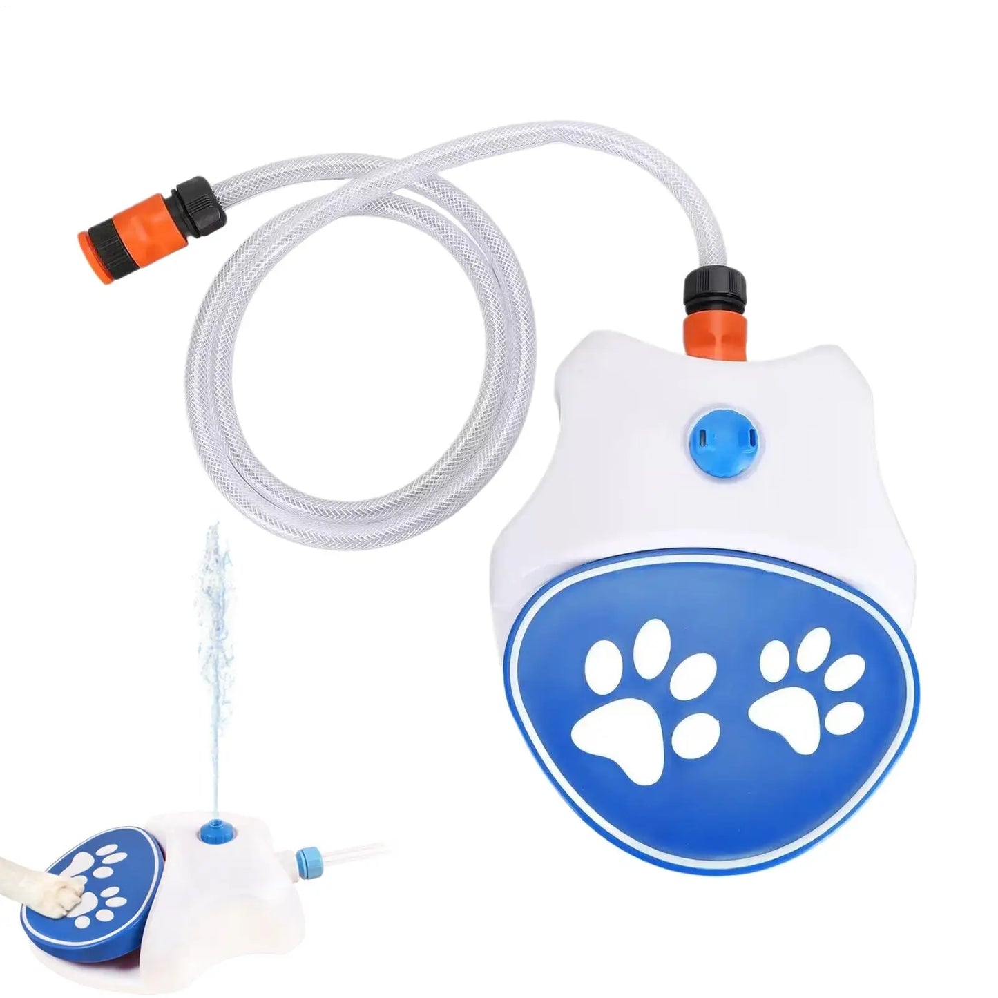 Fontana d'Acqua per Cani con Tubo da 162 cm, Distributore d'Acqua a Pedale per Cani, Spruzzatore per Patio, Giardino e Prato