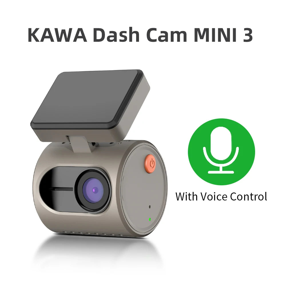 Telecamera da cruscotto 2K per auto DVR KAWA Dash Cam MINI 3 Videoregistratore Controllo vocale di emergenza Visione notturna WiFi APP Monitor Dashcam