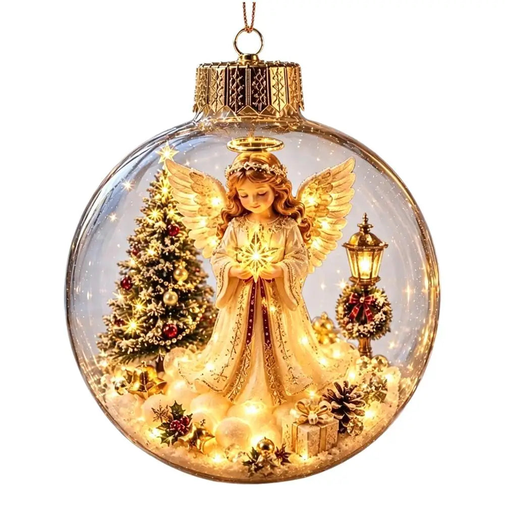 Decorazioni Natalizie con Luci, Creativo Schiaccianoci, Renna, Pupazzo di Neve, Albero di Natale Luminoso, Pendente Decorativo, Sfera di Cristallo