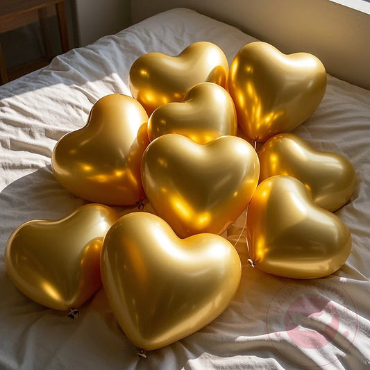 10/20/50pcs Palloncini in metallo cromato Cuore addensato Amore Metallico Oro Lattice Palloncino a elio Matrimonio Compleanno Decorazioni natalizie