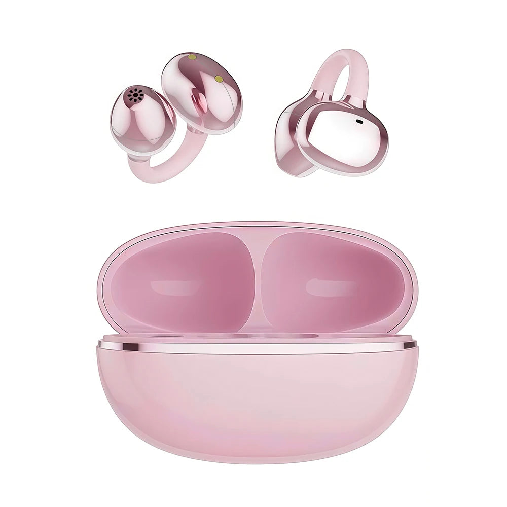 Cuffie Bluetooth Originali a Conduzione Ossea con Clip per Orecchio, Auricolari Wireless Stereo Bassi Potenti per Sport con Microfono