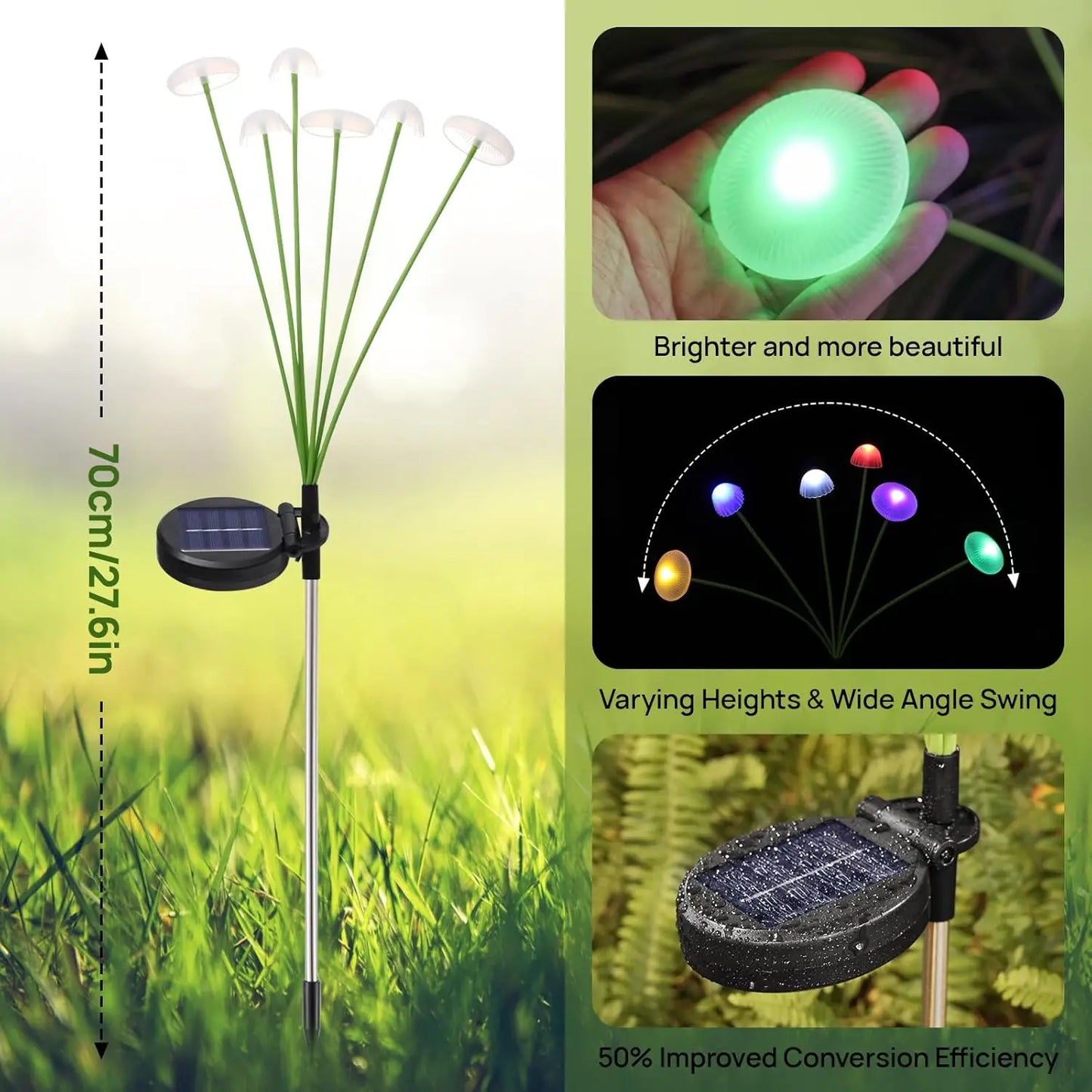 Luci solari da giardino Luci solari a fungo a LED a doppia modalità Decorazioni impermeabili Cortile Patio Via Meduse per l'atmosfera del giardino