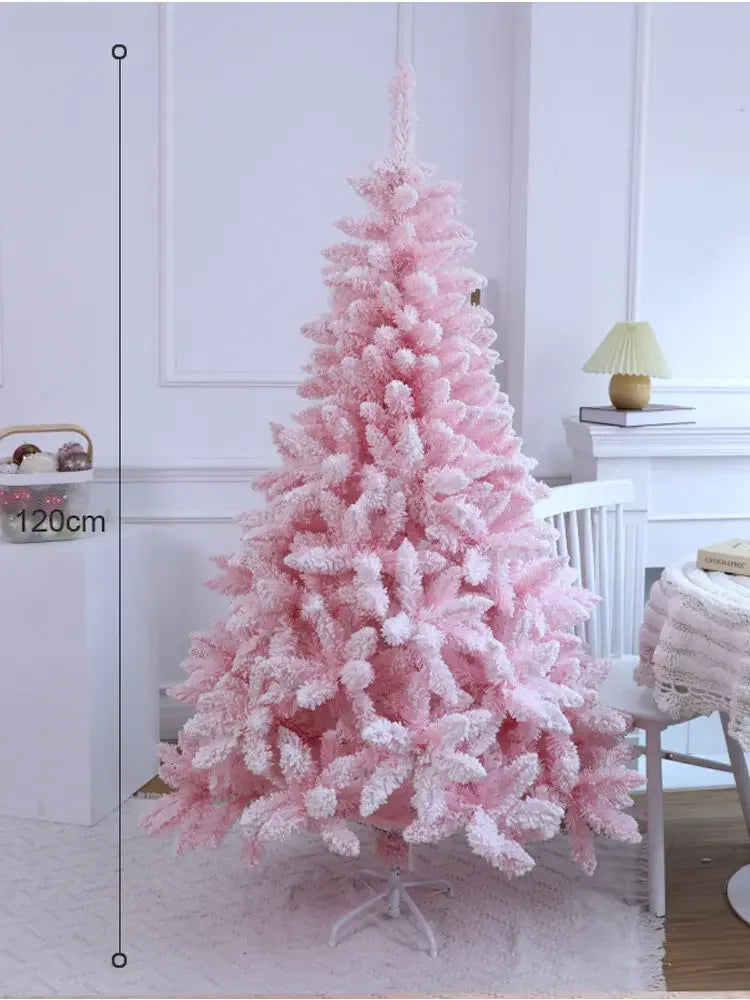 Albero di Natale Artificiale da Terra Rosa e Blu, Morbido e Premium, con Effetto Neve, 3 Misure, per Decorazioni Natalizie Domestiche e Feste