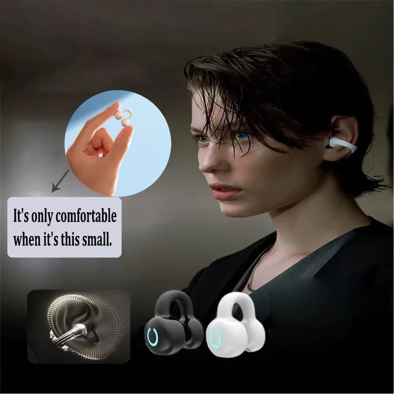 Auricolare Bluetooth senza fili Conduzione ossea a orecchio singolo Clip per orecchio Musica con cancellazione del rumore Chiamata HD Auricolare da gioco sportivo