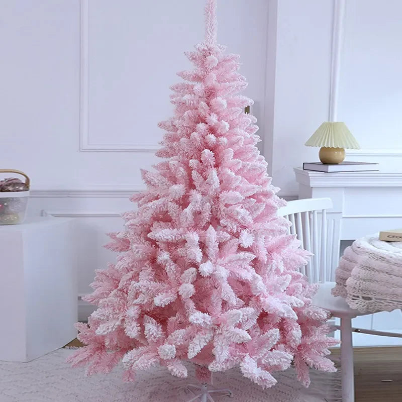 Albero di Natale Artificiale da Terra Rosa e Blu, Morbido e Premium, con Effetto Neve, 3 Misure, per Decorazioni Natalizie Domestiche e Feste