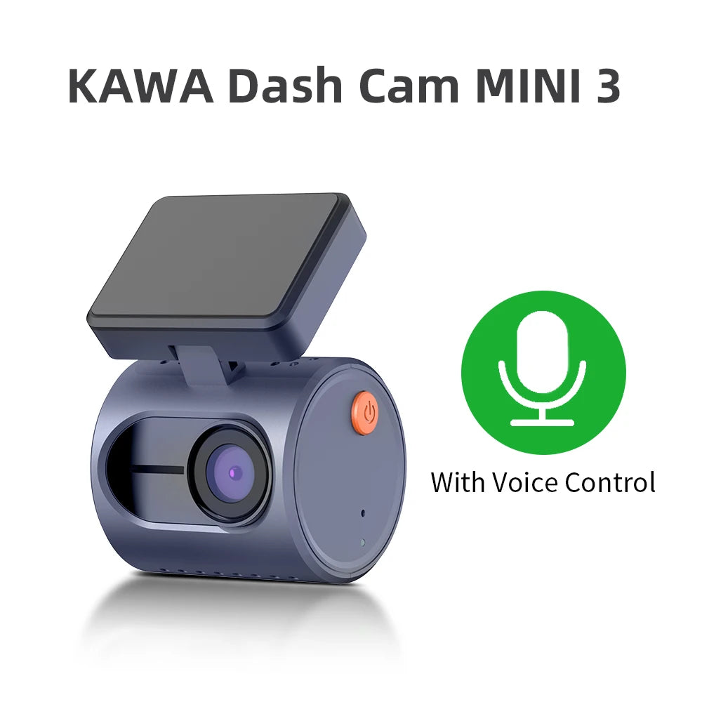Telecamera da cruscotto 2K per auto DVR KAWA Dash Cam MINI 3 Videoregistratore Controllo vocale di emergenza Visione notturna WiFi APP Monitor Dashcam