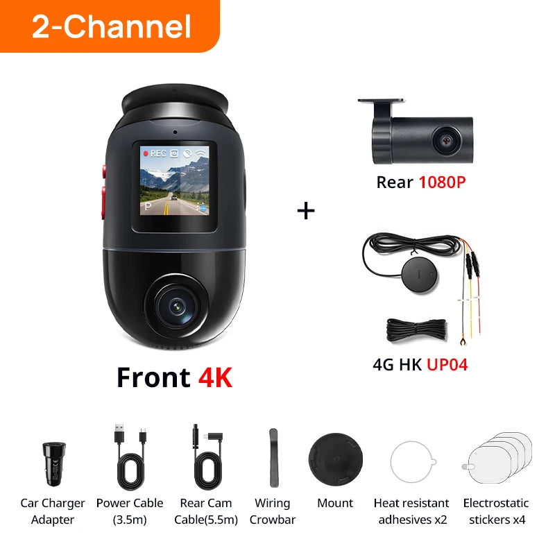 Versione globale 70mai Dash Cam 4K Omni X800 360 °   Supercondensatore compatibile 4G con supporto HDR a doppio canale rotante 70mai X800 Omni