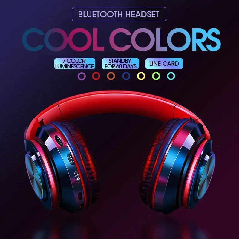 "Cuffie Bluetooth Pieghevoli con Microfono — Supporto TF Card e FM"