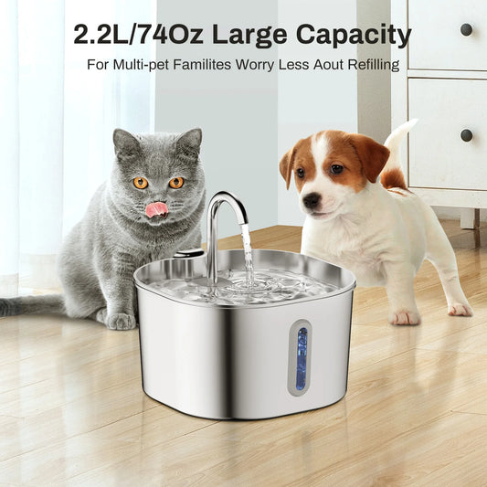 "Fontana Automatica per Animali 2,2L — Acciaio Inox"