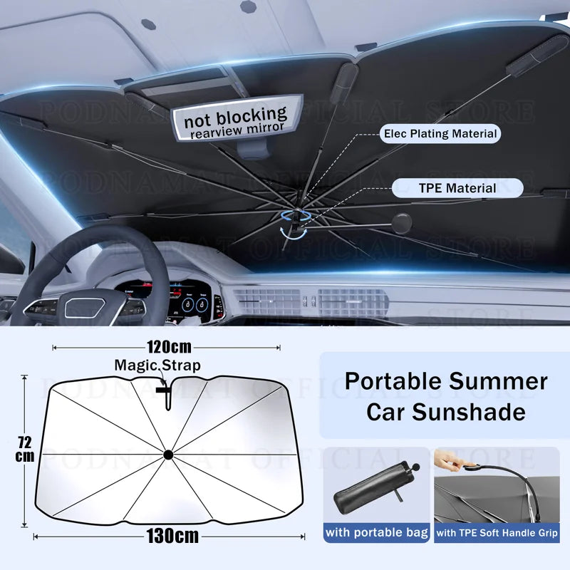 Nuovo parabrezza per auto parasole ombrellone pieghevole parasole di grandi dimensioni copertura per finestrino anteriore per protezione solare dal calore con blocco UV