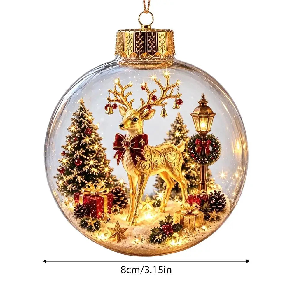 Decorazioni Natalizie con Luci, Creativo Schiaccianoci, Renna, Pupazzo di Neve, Albero di Natale Luminoso, Pendente Decorativo, Sfera di Cristallo