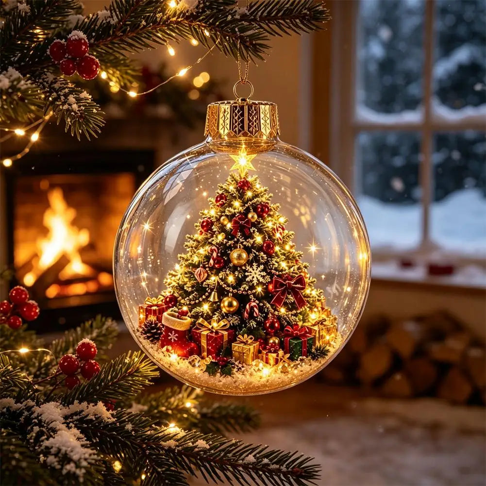 Decorazioni Natalizie con Luci, Creativo Schiaccianoci, Renna, Pupazzo di Neve, Albero di Natale Luminoso, Pendente Decorativo, Sfera di Cristallo