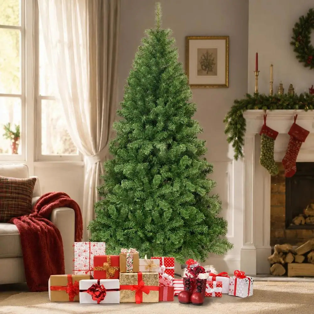 Albero di Natale artificiale in PVC senza luci, 6 piedi, con giunti a cerniera