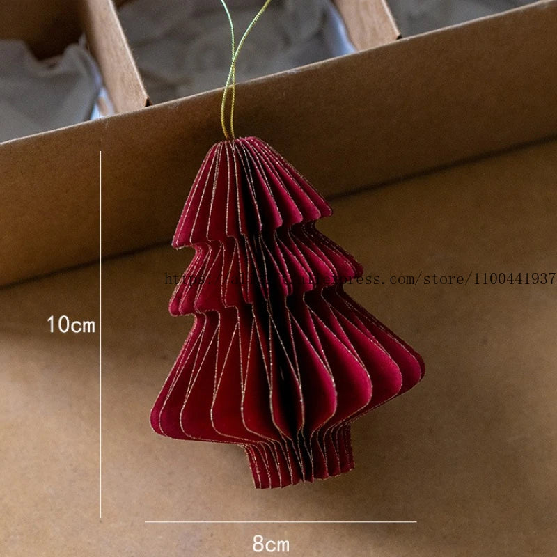 Decorazione natalizia Origami Albero di Natale Ciondolo a forma di palla a nido d'ape Ciondolo creativo con angelo fiocco di neve da appendere