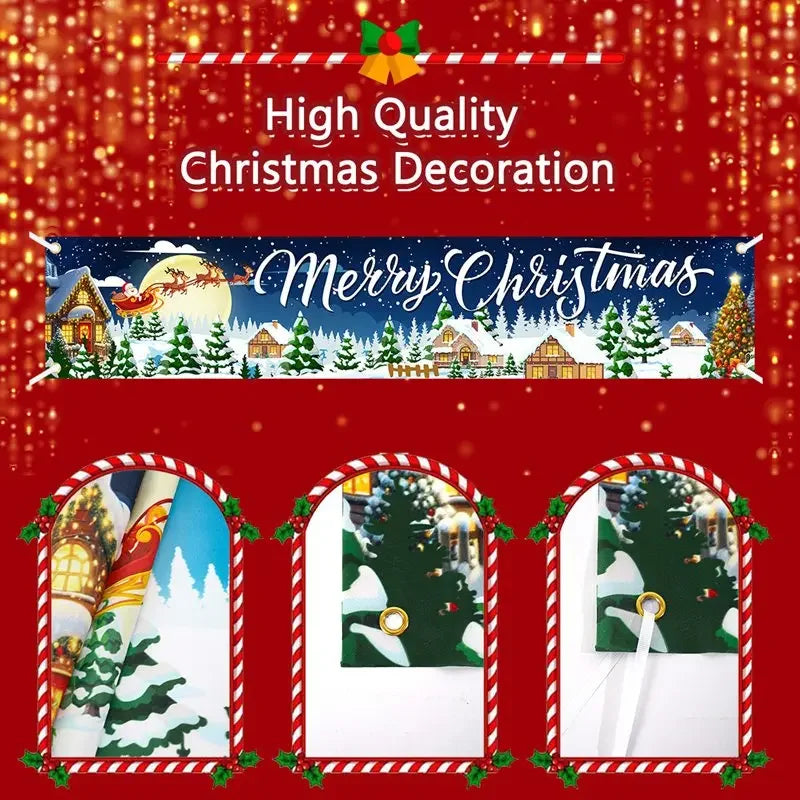 Striscione Natalizio da Esterno, Decorazioni Natalizie per Casa 2026, Addobbi Esterni per Natale, Capodanno 2027
