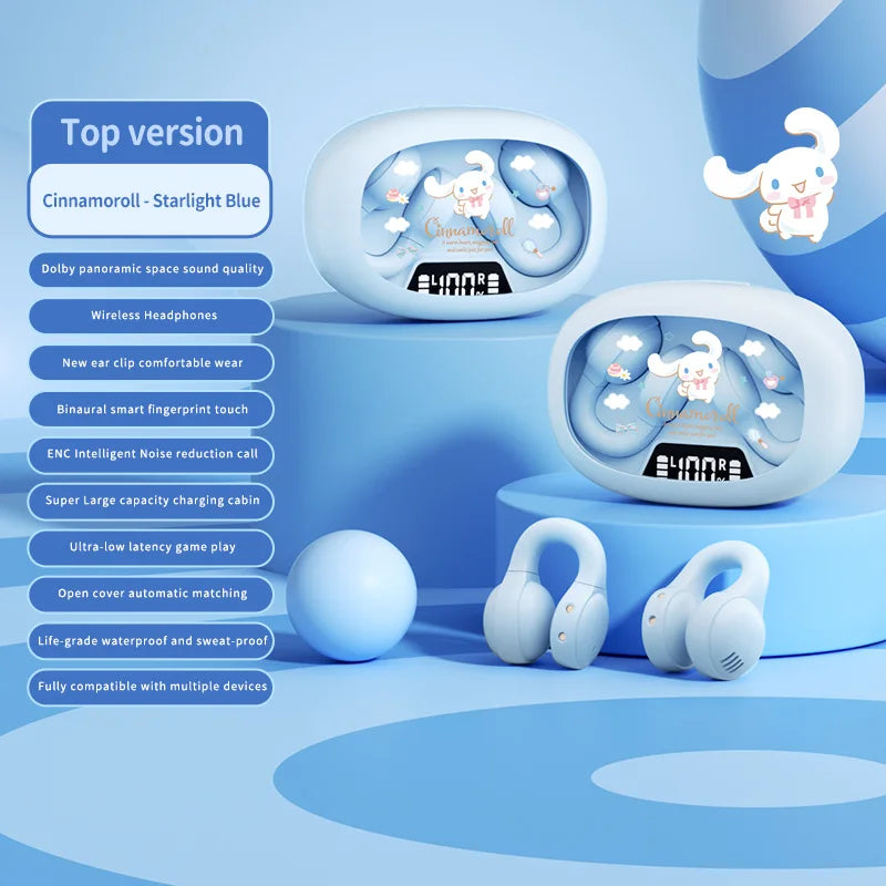 Cuffie con clip auricolari wireless EX53 Design a cartoni animati Display digitale intelligente Regolazione del volume Vestibilità sicura e comfort Auricolari Bluetooth