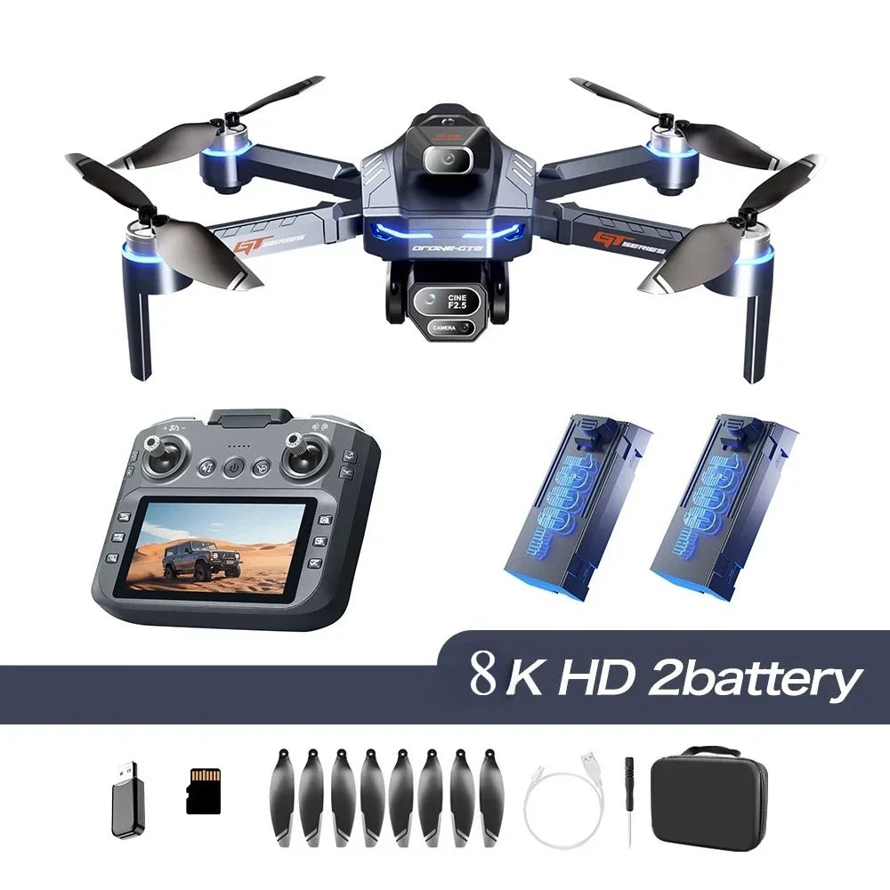 Drone 4K HD GT8 Fotocamera Evitamento Ostacoli Fotografia Aerea Drone Brushless con Schermo Pieghevole RC Drone Quadcopter RTF