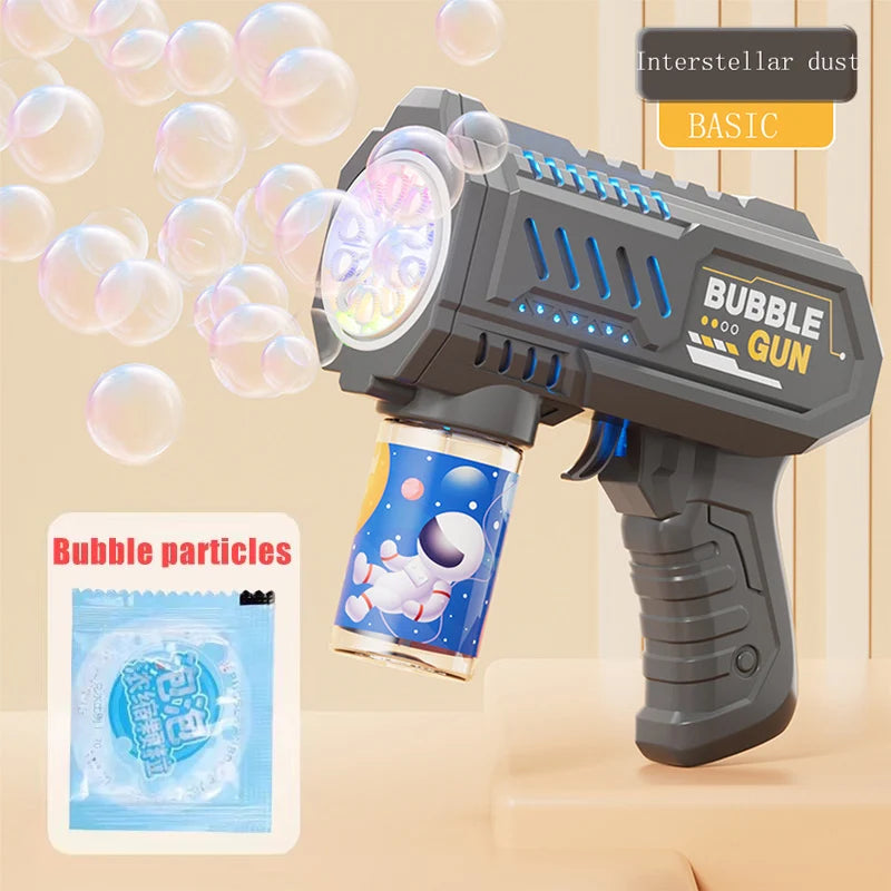 Macchina per bolle a razzo con pistola a bolle completamente automatica, soffiatore automatico con giocattolo liquido a bolle per regali di bolle all'aperto da spiaggia per bambini