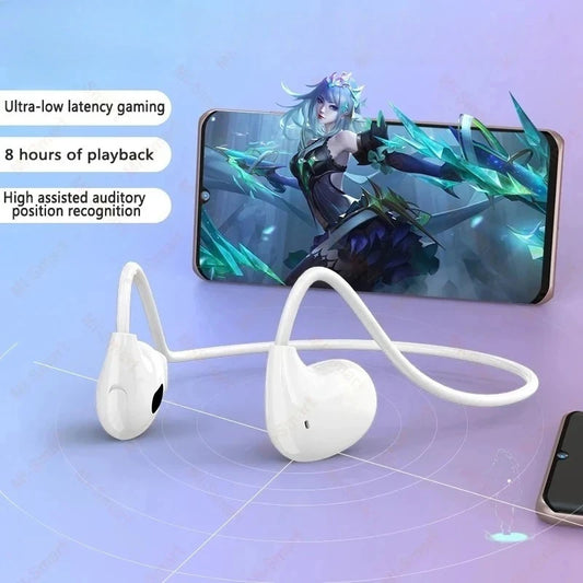 "Cuffie Sportive Wireless Lenovo con Gancio — Conduzione Ossea e Microfono"