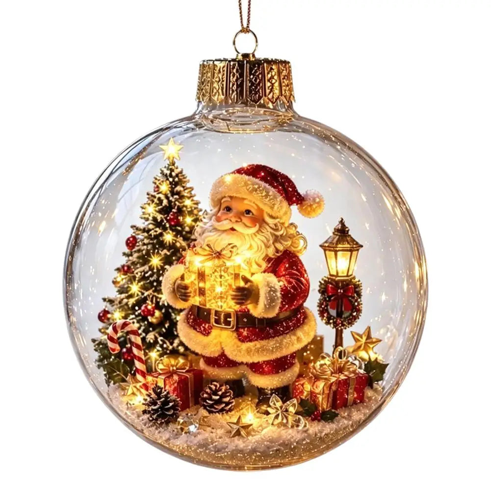 Decorazioni Natalizie con Luci, Creativo Schiaccianoci, Renna, Pupazzo di Neve, Albero di Natale Luminoso, Pendente Decorativo, Sfera di Cristallo