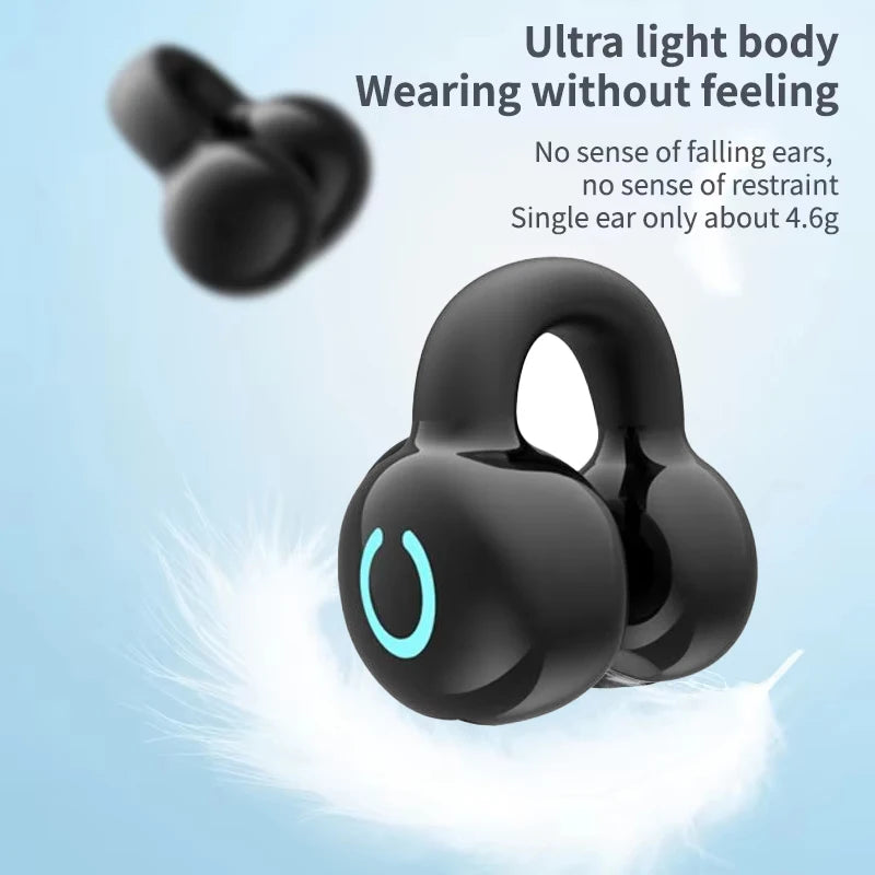 Auricolare Bluetooth senza fili Conduzione ossea a orecchio singolo Clip per orecchio Musica con cancellazione del rumore Chiamata HD Auricolare da gioco sportivo
