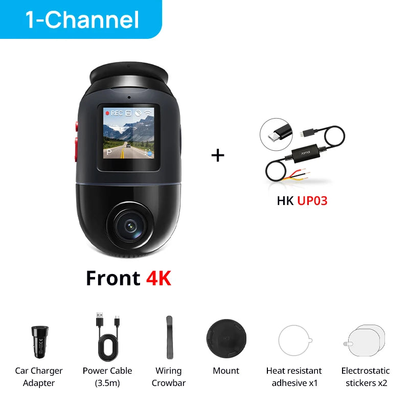 Versione globale 70mai Dash Cam 4K Omni X800 360 °   Supercondensatore compatibile 4G con supporto HDR a doppio canale rotante 70mai X800 Omni