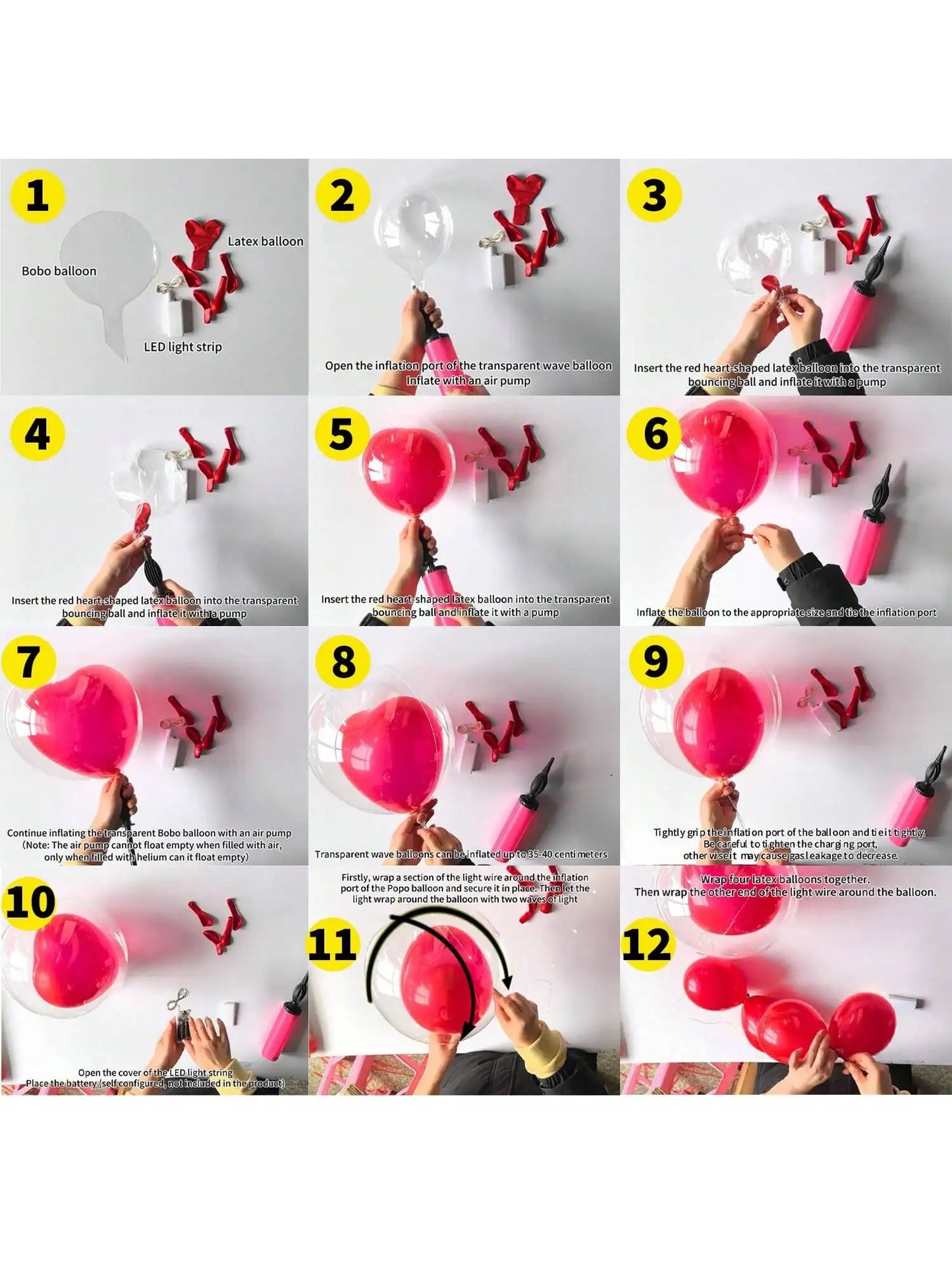 Set di palloncini d'amore Palloncino Bobo con stringa di luce a LED (esclusa alimentazione interna) Palloncino decorativo per proposta di matrimonio anniversario