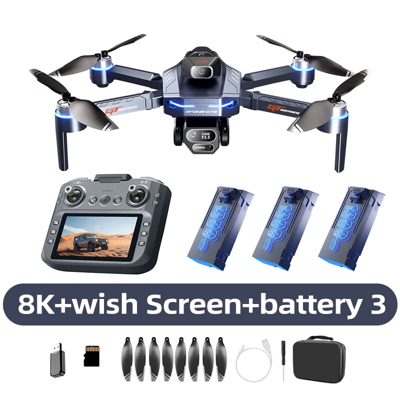 Drone Lenovo GT8 con Fotocamera Professionale 4K 8K, Evitamento Ostacoli, FPV, Pieghevole, Telecomando con Schermo Grande