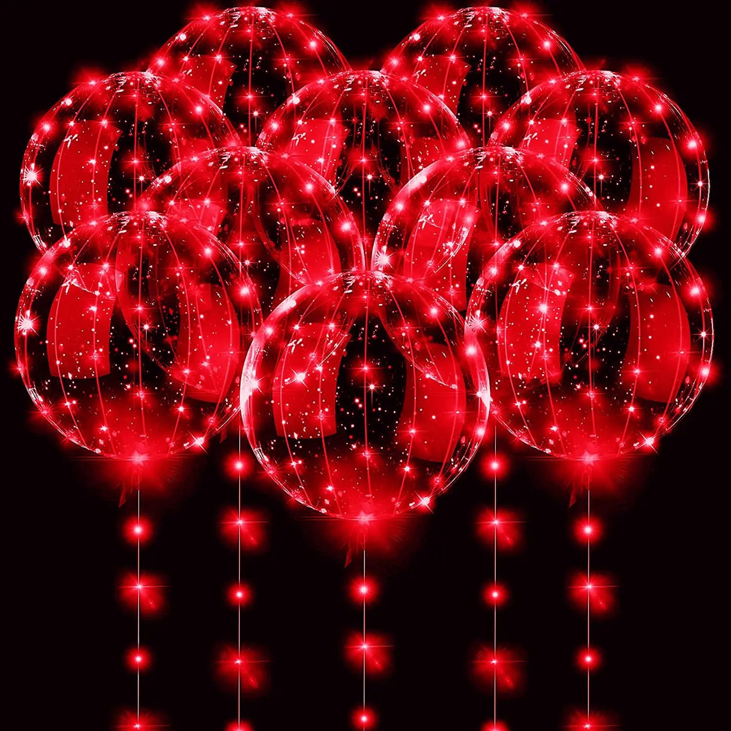 3 set Red Light Up Led Clear Bobo Balloons Glow Bubble Balloons Lights Christmas Valentines Day Wedding Birthday Party Decor