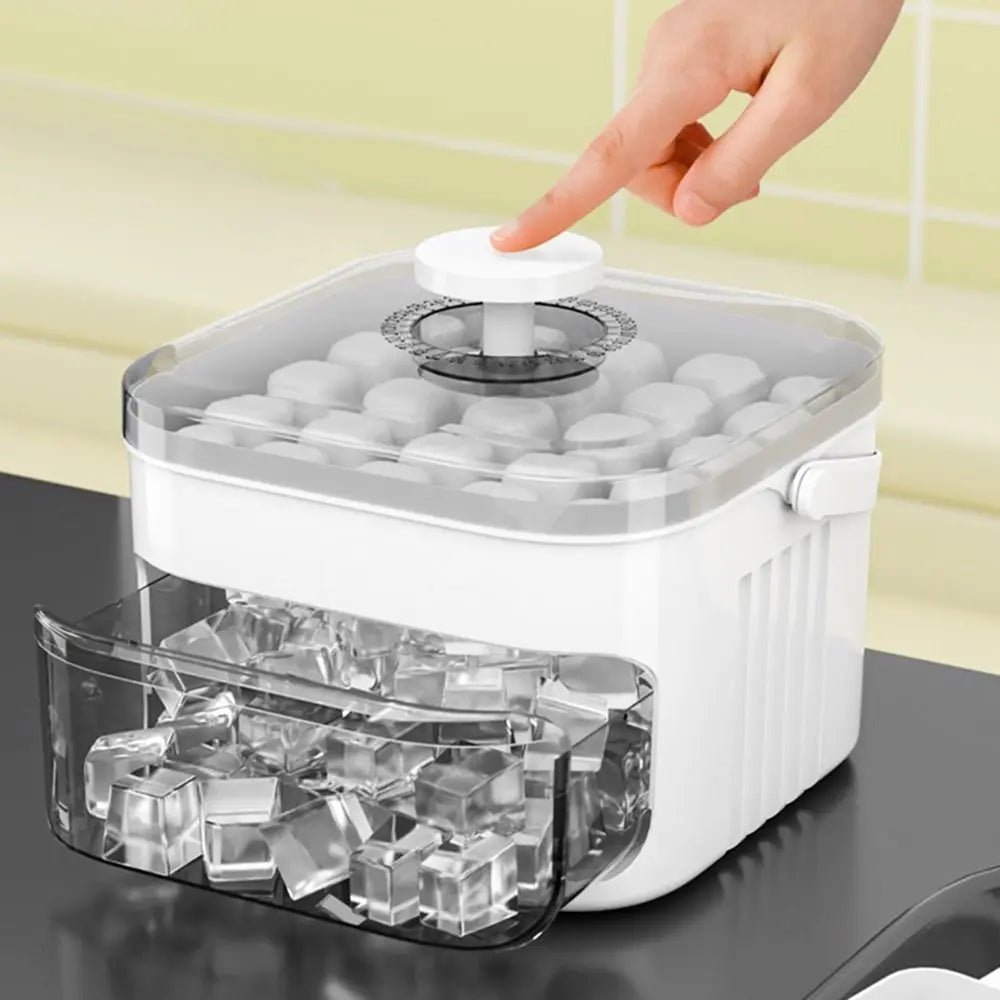 Macchina per il ghiaccio a 50 cubi con tappo facile da premere Macchina per cubetti di ghiaccio a doppio strato Frigorifero Contenitore per il ghiaccio per la conservazione del ghiaccio domestico