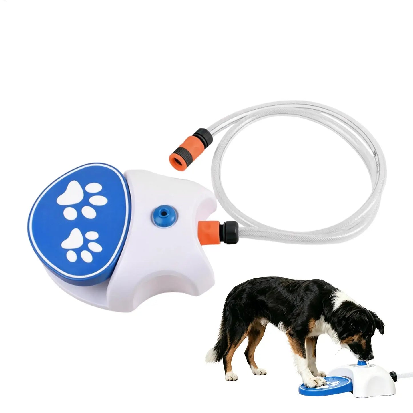 Fontana d'Acqua per Cani con Tubo da 162 cm, Distributore d'Acqua a Pedale per Cani, Spruzzatore per Patio, Giardino e Prato