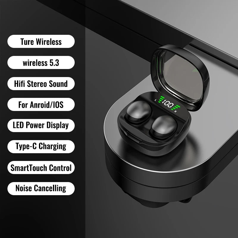 Auricolari Bluetooth wireless MINI13-5.3, piccoli auricolari invisibili per dormire, lavorare, fare sport, cuffie HD HIFI con qualità audio bassi di alta qualità.