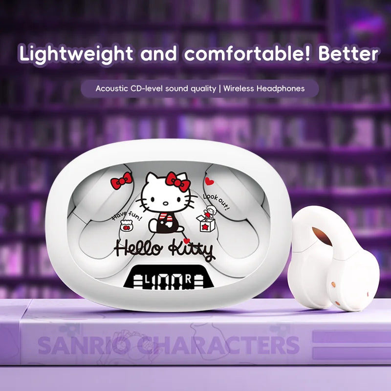 Cuffie con clip auricolari wireless EX53 Design a cartoni animati Display digitale intelligente Regolazione del volume Vestibilità sicura e comfort Auricolari Bluetooth