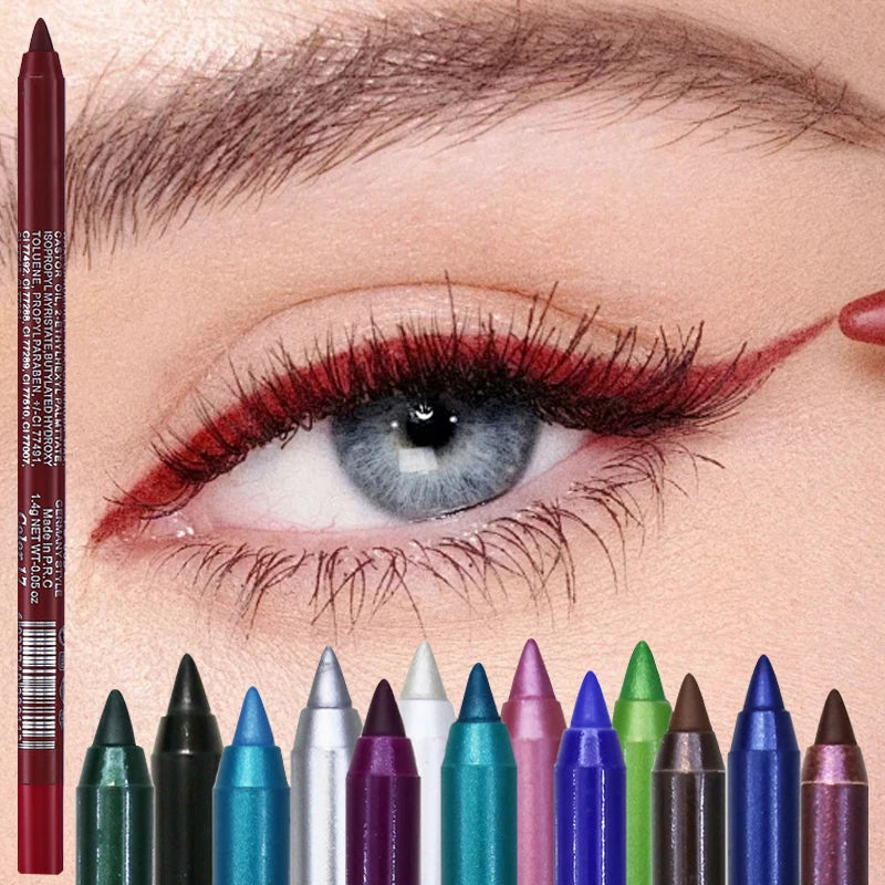 Matita Eyeliner Impermeabile Anti-sbavatura Nera Marrone Rossa Perlescente Opaca Liscia Facile da Applicare Penna Eyeliner Ombretto Trucco a Lunga Durata