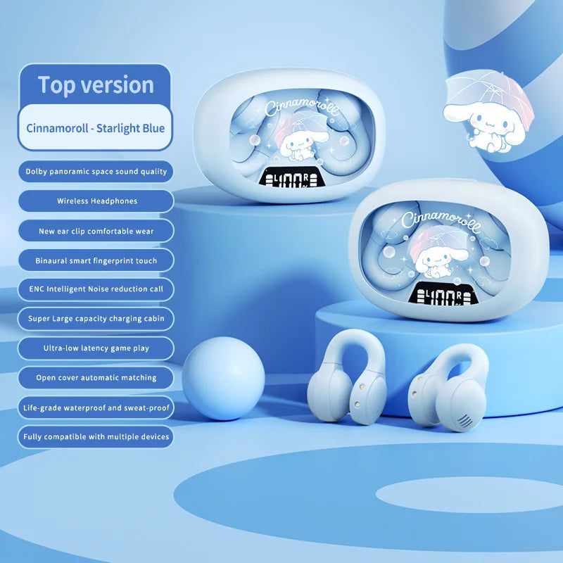 Cuffie con clip auricolari wireless EX53 Design a cartoni animati Display digitale intelligente Regolazione del volume Vestibilità sicura e comfort Auricolari Bluetooth