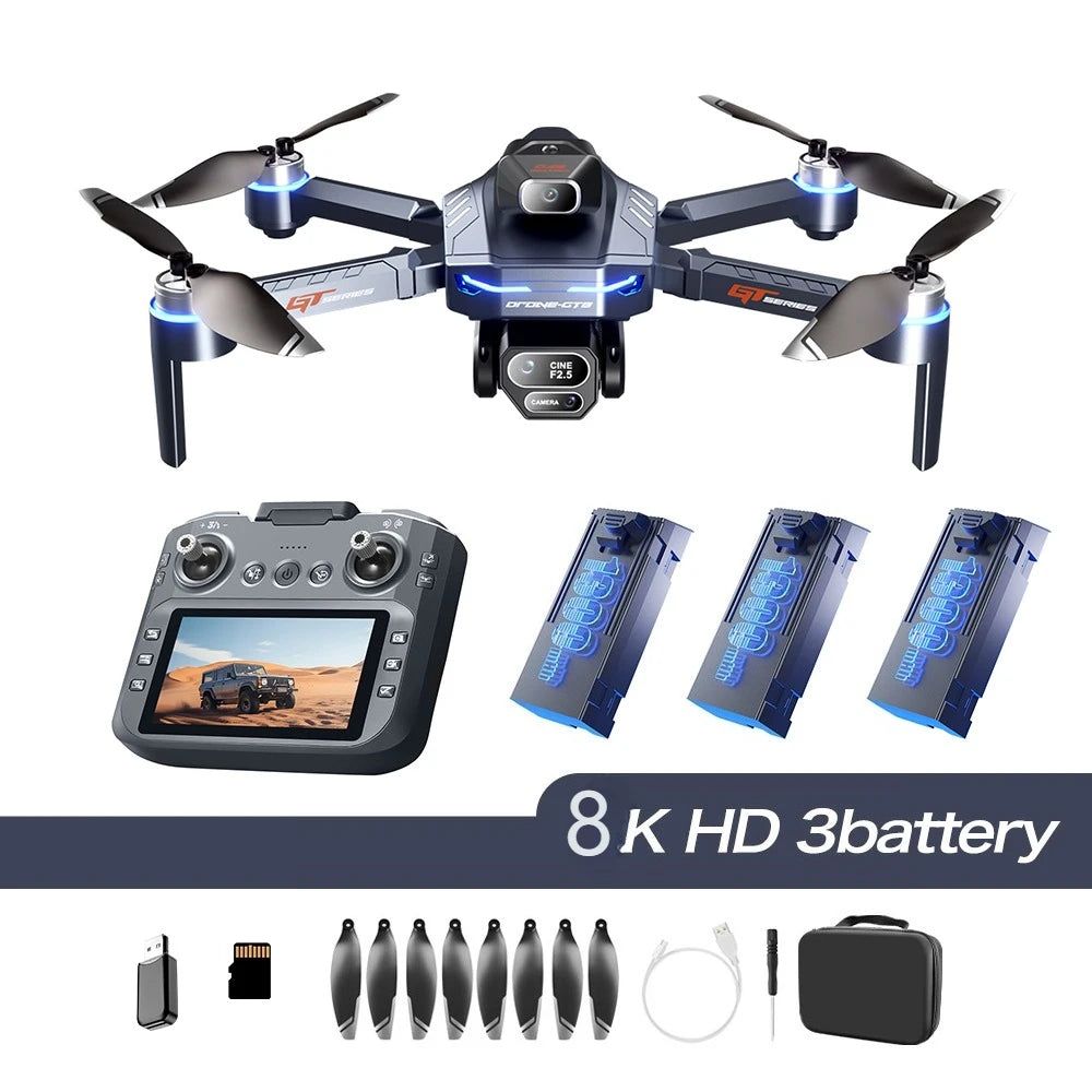Drone 4K HD GT8 Fotocamera Evitamento Ostacoli Fotografia Aerea Drone Brushless con Schermo Pieghevole RC Drone Quadcopter RTF