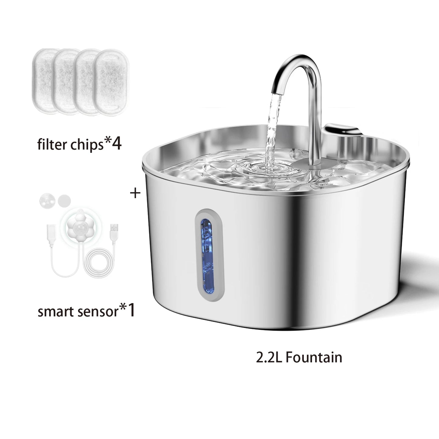 "Fontana Automatica per Animali 2,2L — Acciaio Inox"