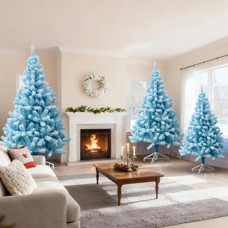 Albero di Natale Artificiale da Terra Rosa e Blu, Morbido e Premium, con Effetto Neve, 3 Misure, per Decorazioni Natalizie Domestiche e Feste