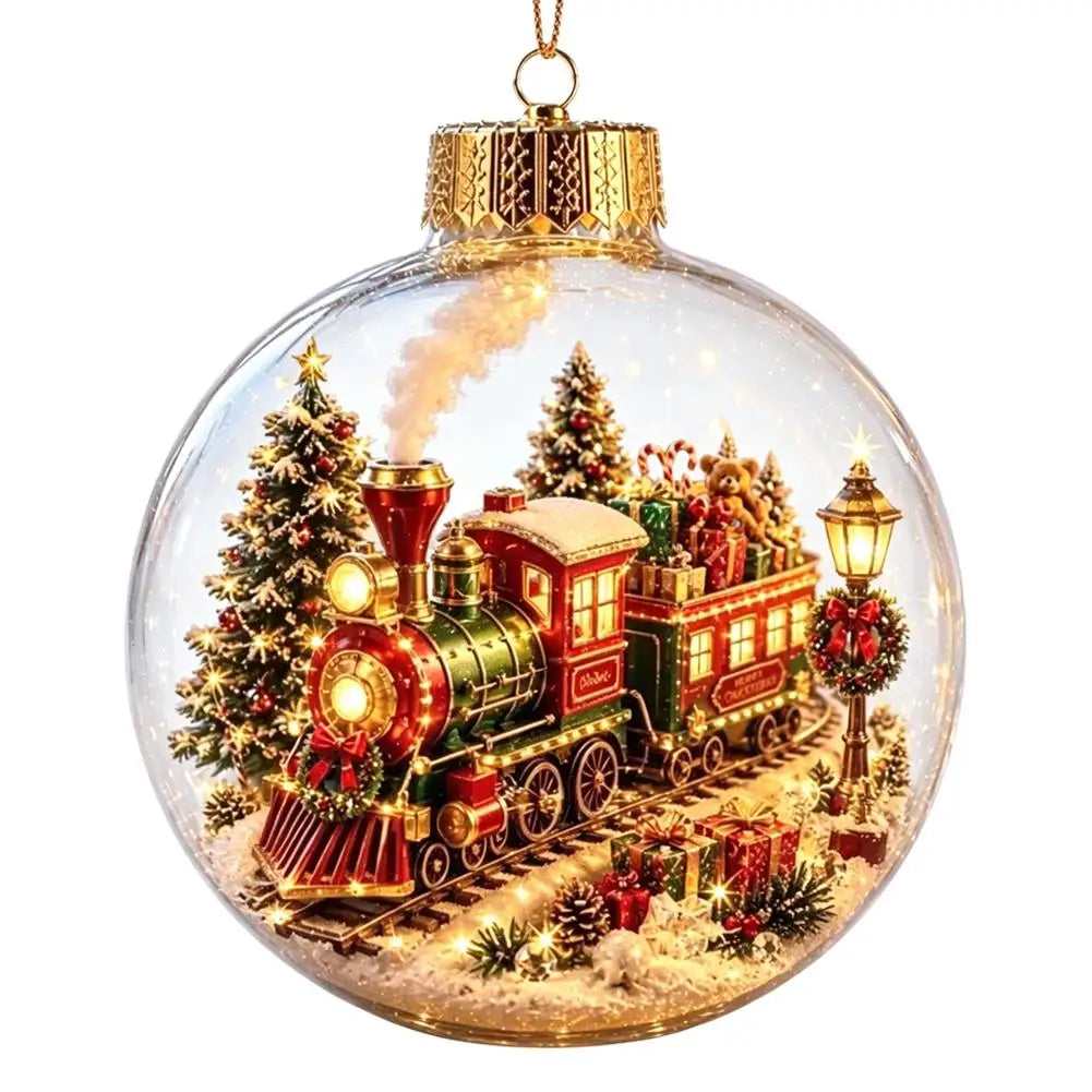 Decorazioni Natalizie con Luci, Creativo Schiaccianoci, Renna, Pupazzo di Neve, Albero di Natale Luminoso, Pendente Decorativo, Sfera di Cristallo