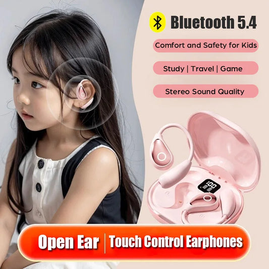 "Auricolari Bluetooth 5.4 Open-Ear per Bambini — Touch Control, Stereo Leggeri"