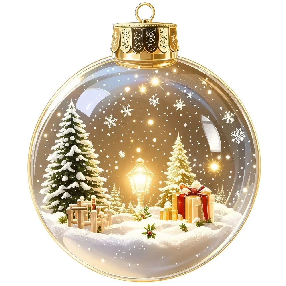 1 pezzo di ornamento natalizio a forma di palla in acrilico da 8 cm, design trasparente con ciondolo luminoso di Babbo Natale, decorazione natalizia da appendere.
