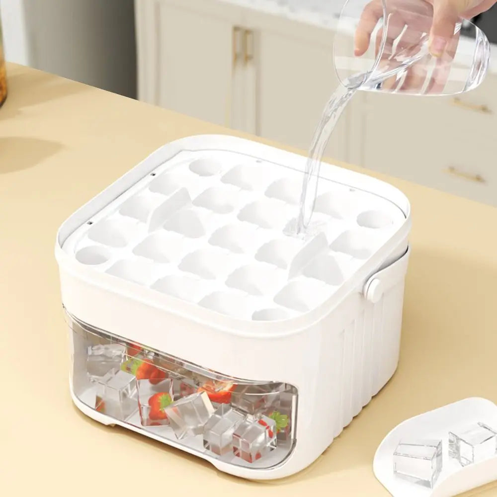 Macchina per il ghiaccio a 50 cubi con tappo facile da premere Macchina per cubetti di ghiaccio a doppio strato Frigorifero Contenitore per il ghiaccio per la conservazione del ghiaccio domestico