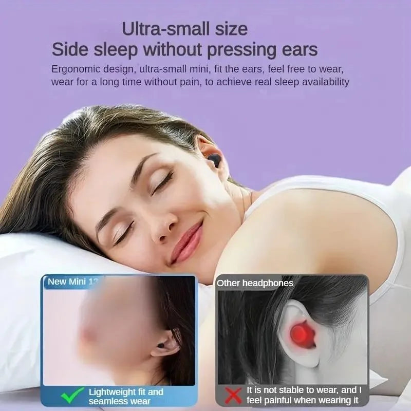 Auricolari Bluetooth wireless MINI13-5.3, piccoli auricolari invisibili per dormire, lavorare, fare sport, cuffie HD HIFI con qualità audio bassi di alta qualità.