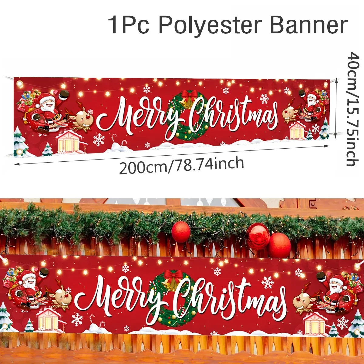 Striscione Natalizio da Esterno, Decorazioni Natalizie per Casa 2026, Addobbi Esterni per Natale, Capodanno 2027