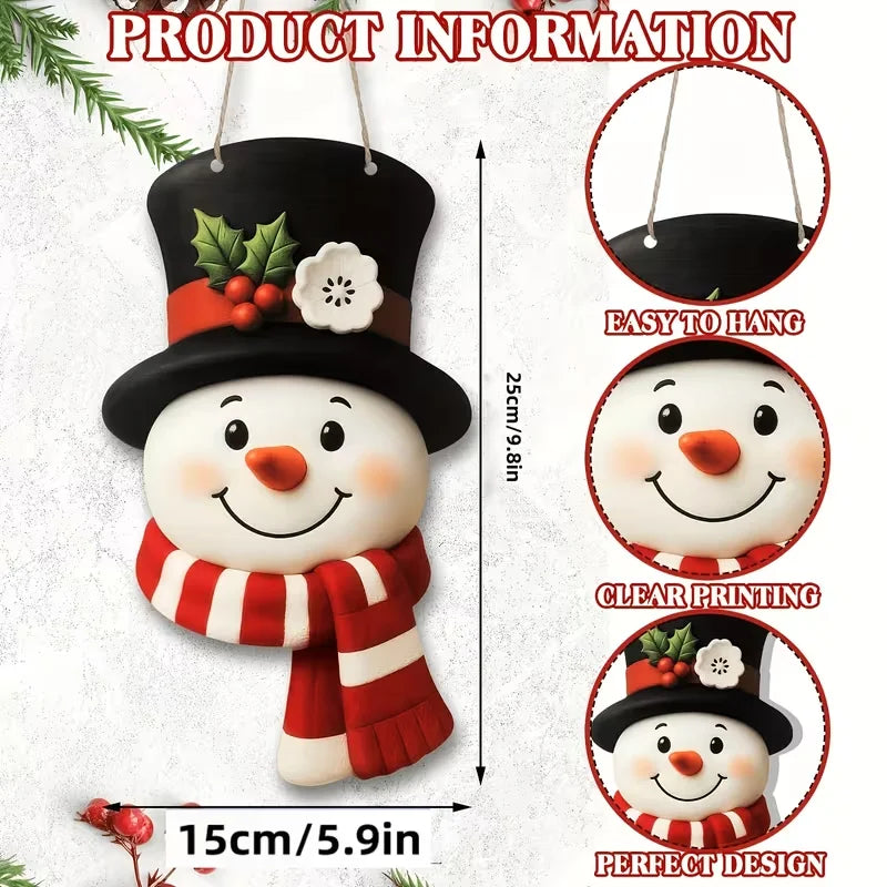 Decorazione Natalizia con Pupazzo di Neve da Appendere alla Porta, Ghirlanda Invernale in Stile Rustico, Insegna di Benvenuto per Porta d'Ingresso, Parete, Finestra e Decorazioni Natalizie per la Casa