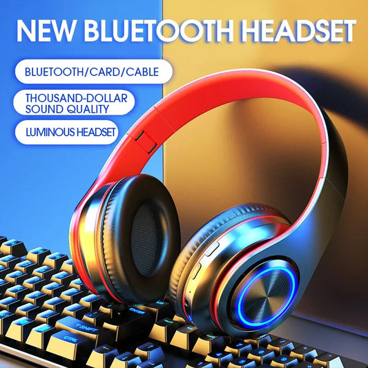 "Cuffie Bluetooth Pieghevoli con Microfono — Supporto TF Card e FM"